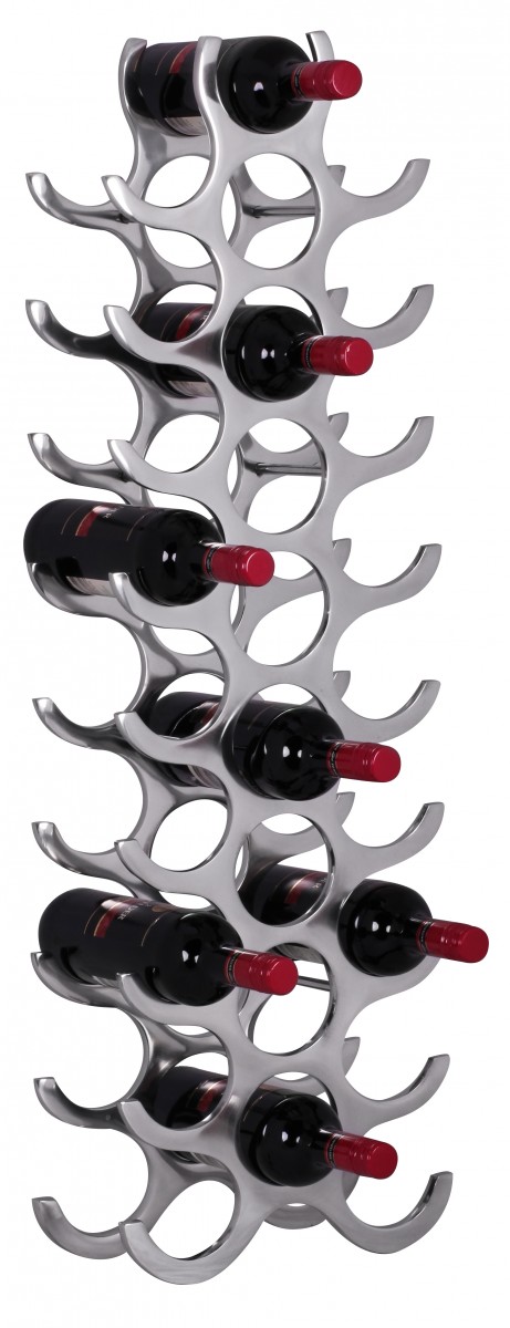 Design casier à vin en aluminium VINO 27 bouteilles en argent 31x98x14 cm