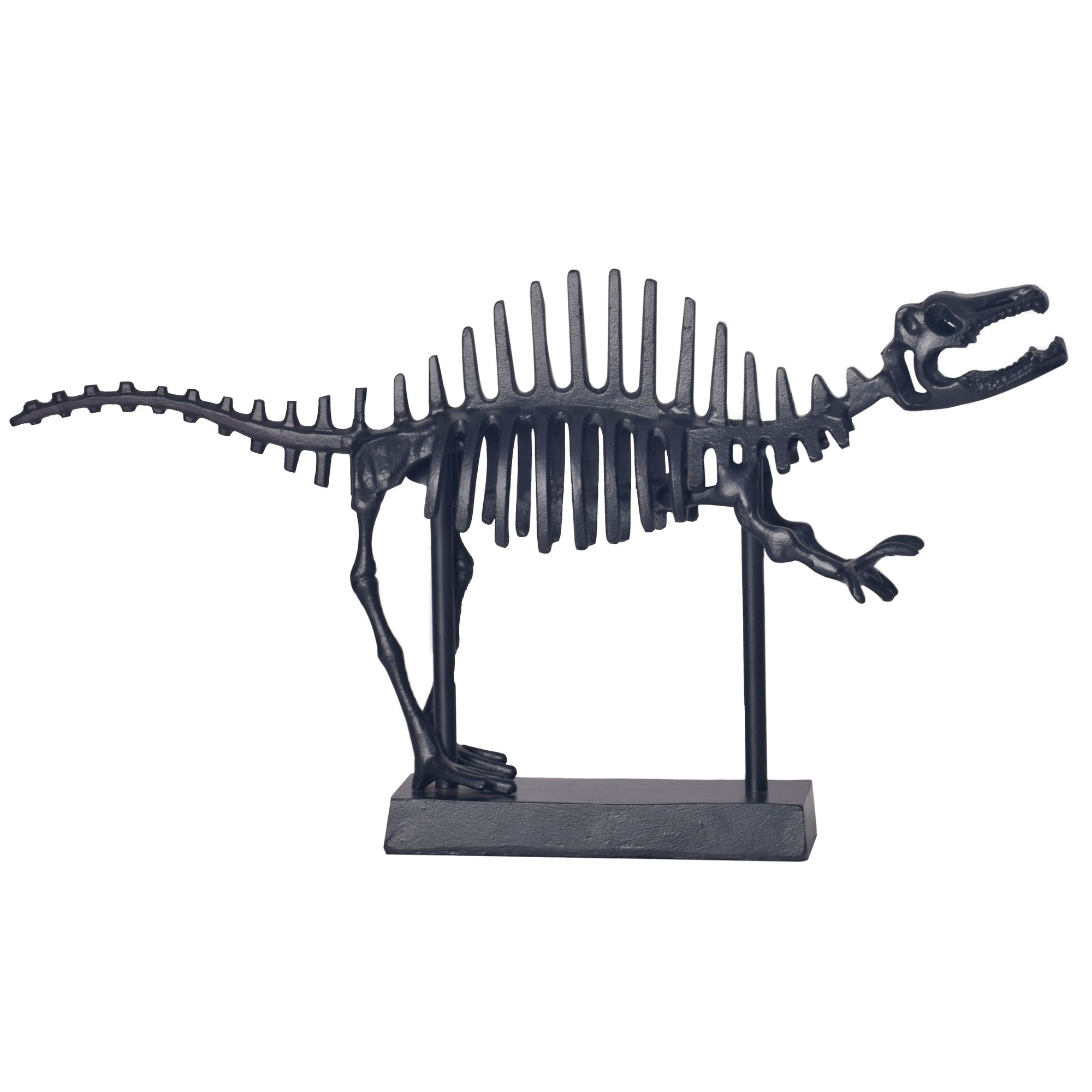 WOHNLING Deco T-Rex Fossil 62 cm Aluminium Noir Statue Décoration d'intérieur