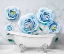 Papier peint rectangulaire résistant à l'eau imprimé sur toile roses bleues 3d feeby-01