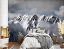 Papier peint imprimé sur toile avec colle motif montagne en hiver feeby-01