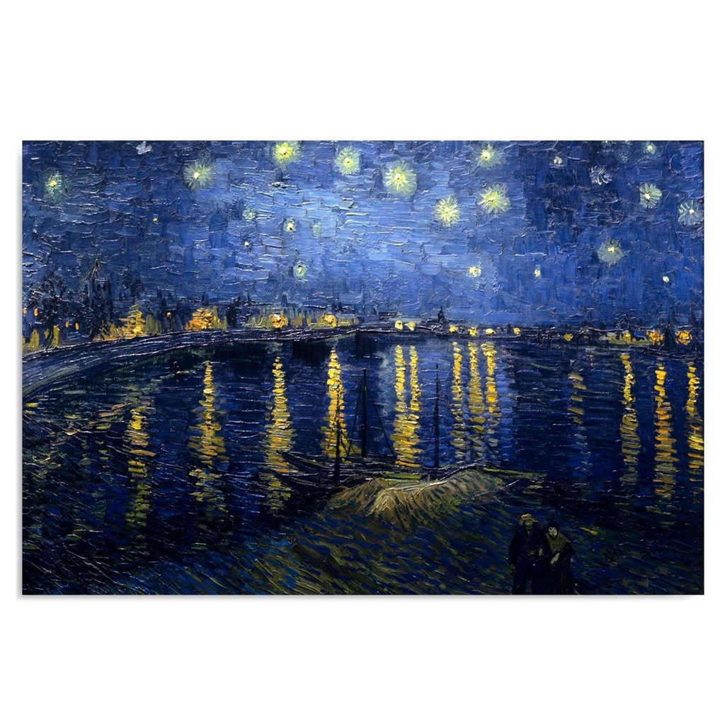 Impression sur toile reproduction de la nuit étoilée de van gogh en mdf séché à la lumière uv feeby-02