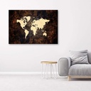 Cadre imprimé sur toile avec image de mappemonde marron fabriqué en mdf et toile feeby-01