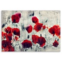 Cadre imprimé sur toile avec image abstraite de coquelicots rouges dans un pré noir et blanc fabriqué en mdf et toile feeby-02