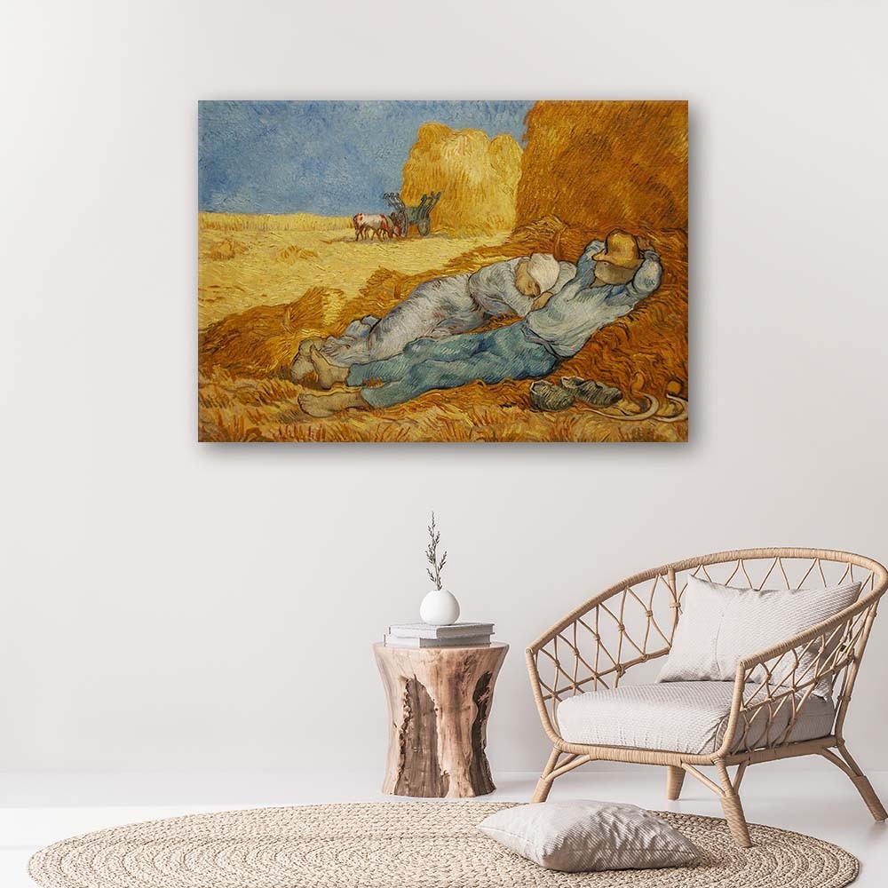 Cadre en mdf et toile avec reproduction de la sieste de van gogh feeby-01