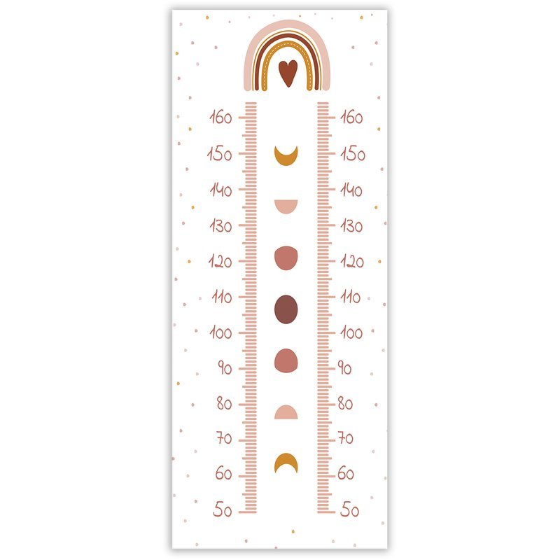 Cadre avec mètre pour mesurer la hauteur des enfants de 40 cm fabriqué en mdf phases lunaires et arc-en-ciel feeby-02