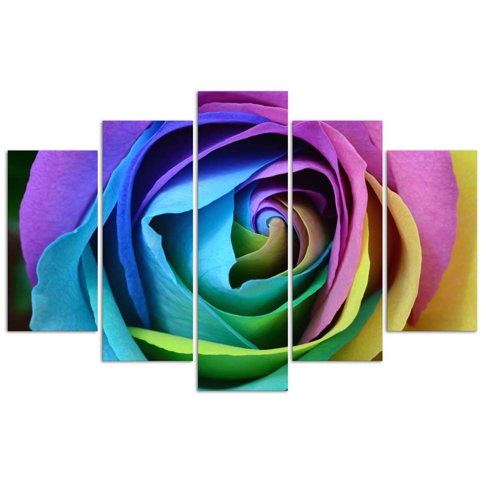 Cadre d'une rose de couleurs en mdf solide imprimé sur toile art classique feeby-02