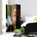 Paravent pliable composé de trois parties bouddha en bois feeby-01