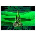 Cadre imprimé sur toile avec dessin de bouddha sur fond vert fabriqué en bois et toile feeby-02