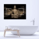 Cadre décoratif en hdf avec image de bouddha méditant de couleur beige feeby-01