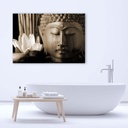 Cadre décoratif en mdf avec image de tête de bouddha avec jacinthe d'eau dans les tons marron feeby-01