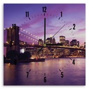 Horloge carrée murale avec imprimé avec papier et cadre en hdf new york coucher du soleil feeby-02