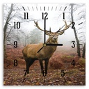 Horloge murale décorative en panneau de fibres de bois classique avec dessin de cerf feeby-02