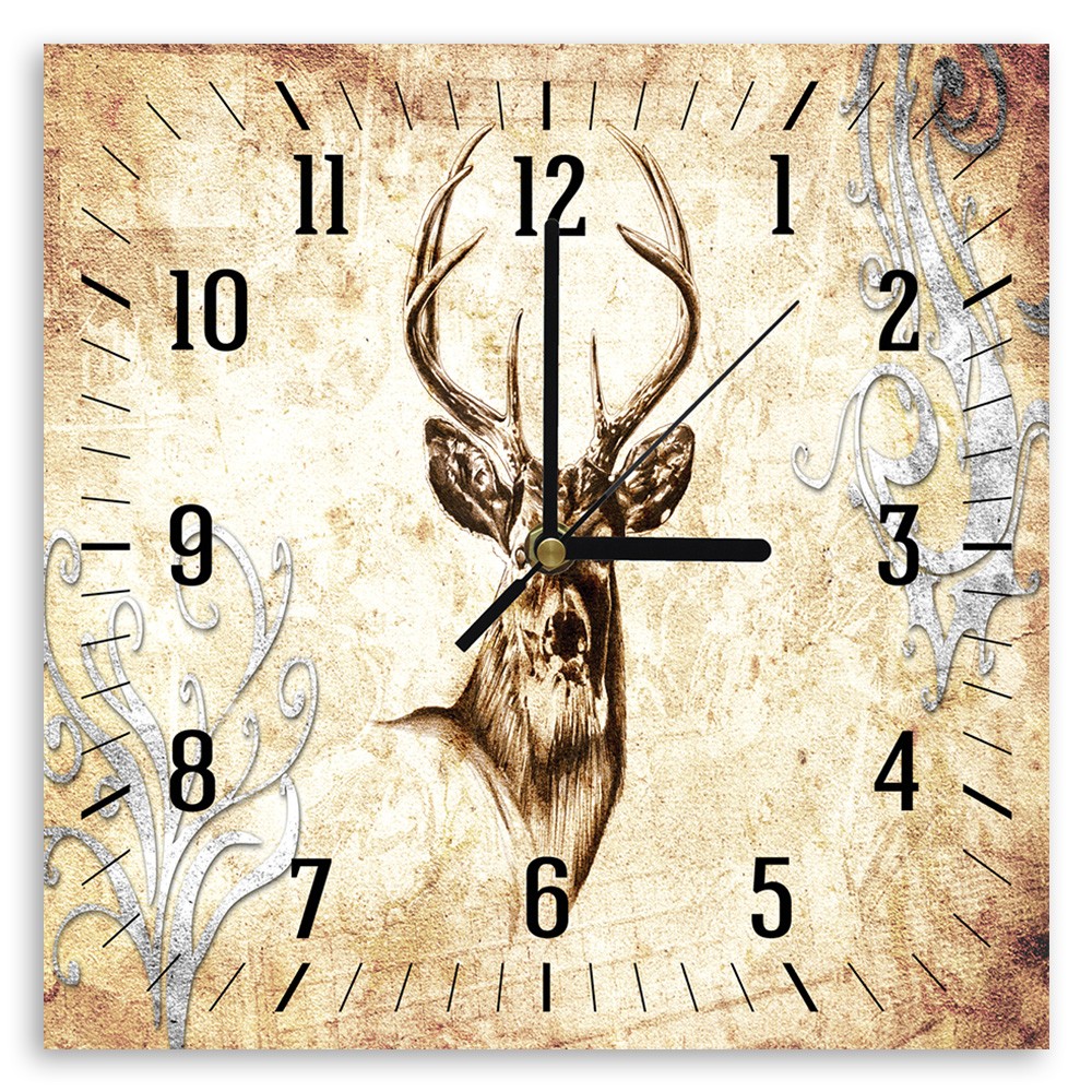 Horloge murale décorative en panneau de fibres de bois classique avec une finition de couleur beige feeby-02