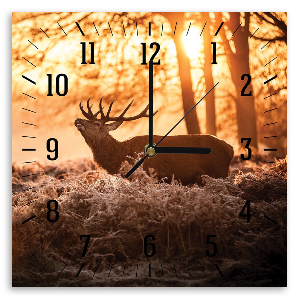 Horloge murale motif animal en panneau de fibres de bois classique avec finition marron feeby-02