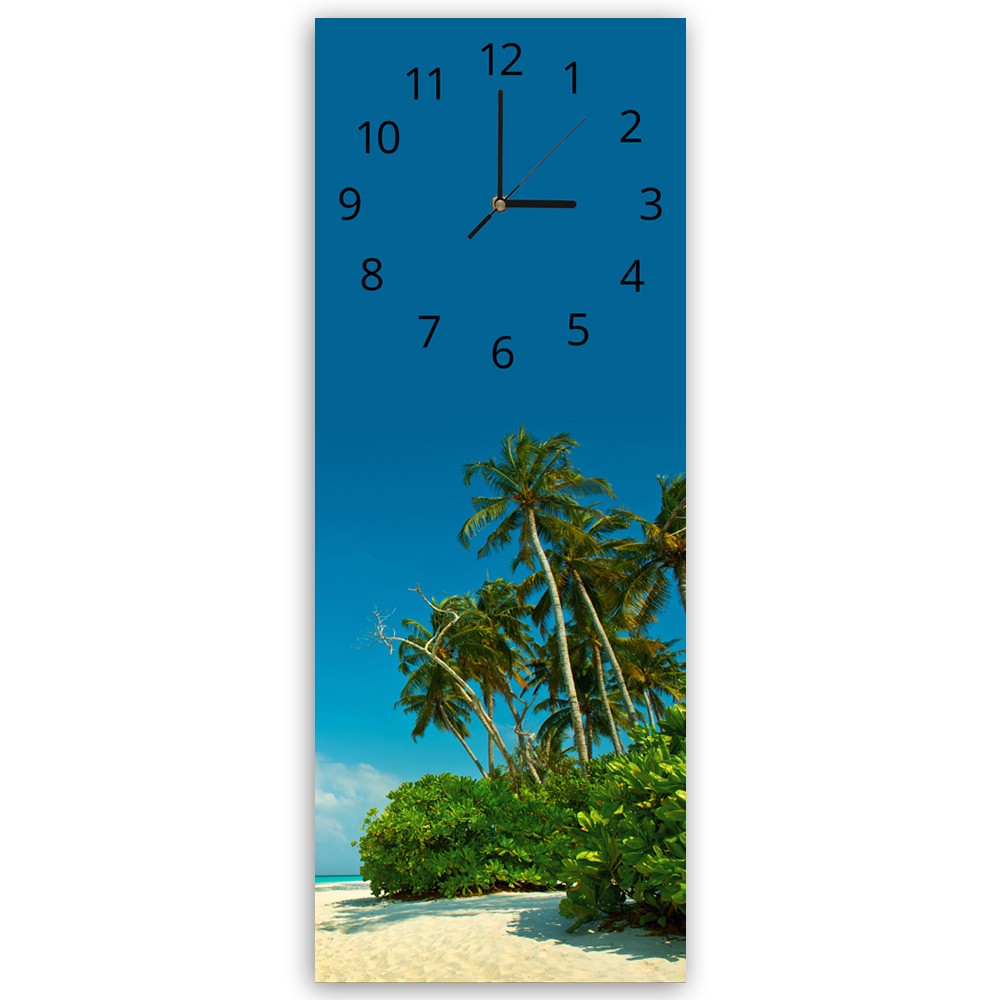 Horloge murale en panneau de fibres de bois classique avec un design tropical et une finition bleue feeby-02