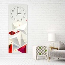 Horloge murale en panneau de fibres de bois et papier classique avec finition de couleur gris et rouge feeby-01