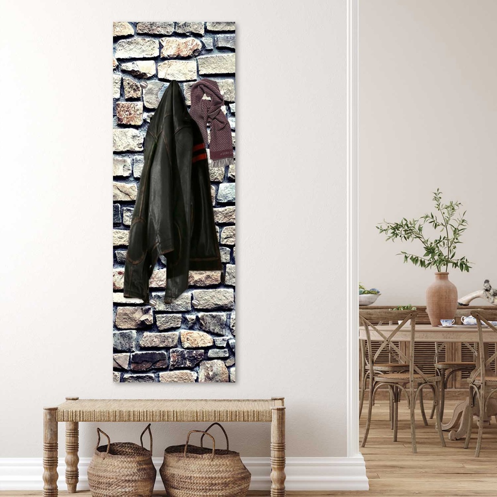 Porte-manteaux en panneau de fibres de bois et papier satiné avec motif mural feeby-01