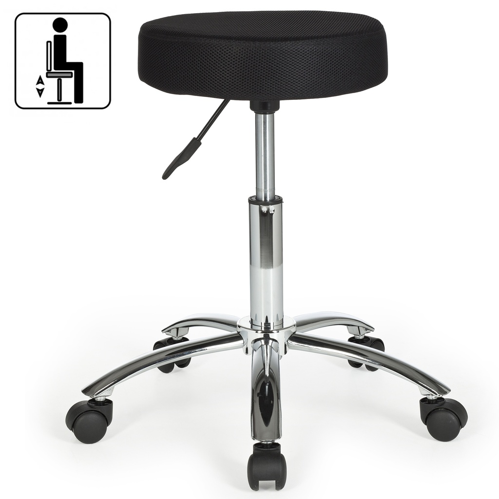 Tabouret Leon Design Tabouret de Travail Housse en Tissu Noir, XL_03