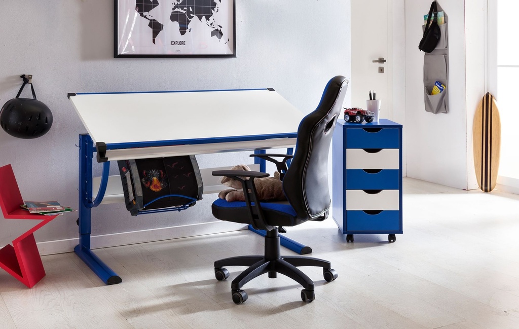 Chaise de bureau enfant SPEEDY bleu/gris pour enfants à partir de 8 ans avec dossier et roulettes pour sols durs_02