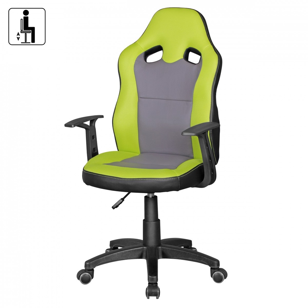 Chaise de bureau enfant SPEEDY vert/gris pour enfants à partir de 8 ans avec dossier et roulettes pour sols durs_03