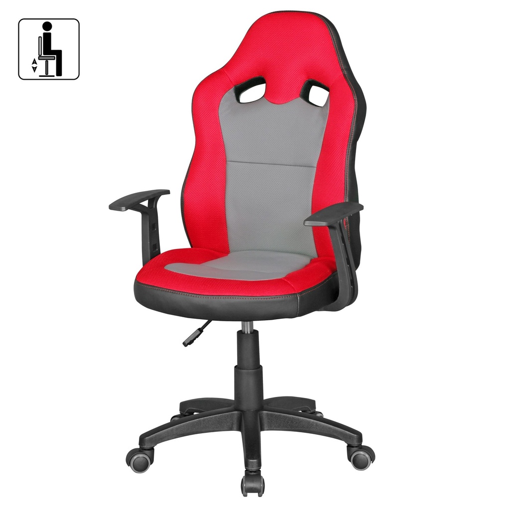 Chaise de bureau enfant SPEEDY rouge/gris pour enfants à partir de 8 ans avec dossier et roulettes pour sols durs_03