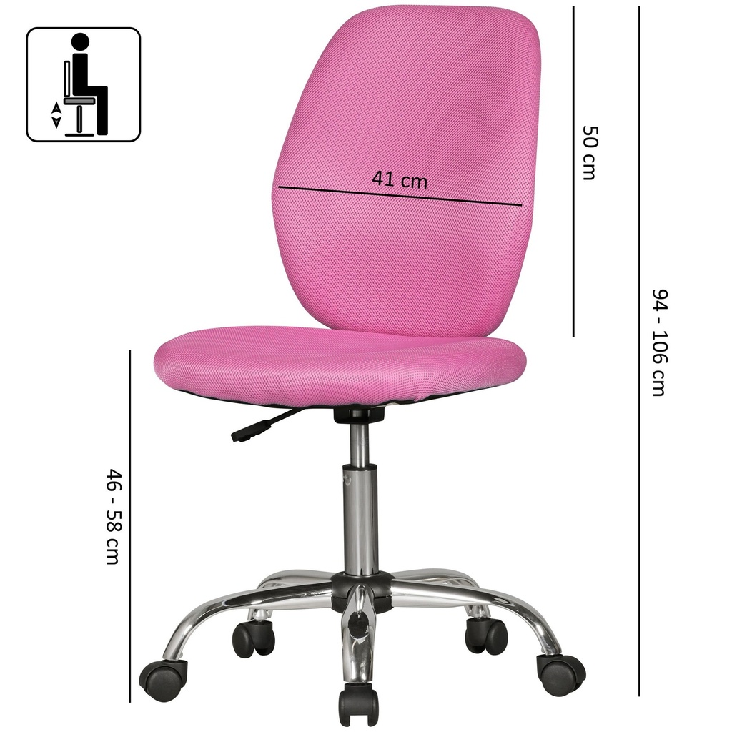 Chaise de bureau pour enfant EMMA Rose pour enfants à partir de 6 ans avec dossier_02