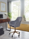 Chaise de bureau velours gris, avec dossier, jusqu'à 120 kg, réglable en hauteur, avec roulettes, pivotante_02