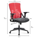 Chaise de bureau housse en maille rouge/noir, jusqu'à 120 kg, réglable en hauteur avec support lombaire, ergonomique avec accoudoirs et fonction bascule_03