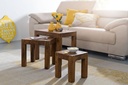 Set de 3 tables gigognes MUMBAI en bois massif de sheesham style maison de campagne, bois naturel marron foncé_02