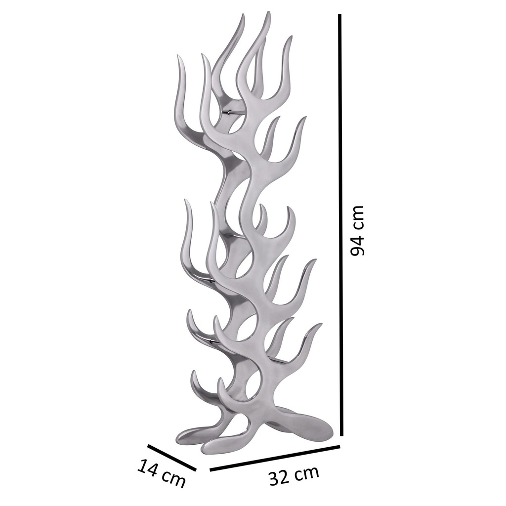 Casier à vin Design en aluminium FLAME pour 9 bouteilles en argent, 32 x 94 x 14 cm_02