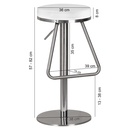 Tabouret de bar blanc en acier inoxydable, assise réglable en hauteur 54 - 79 cm_02