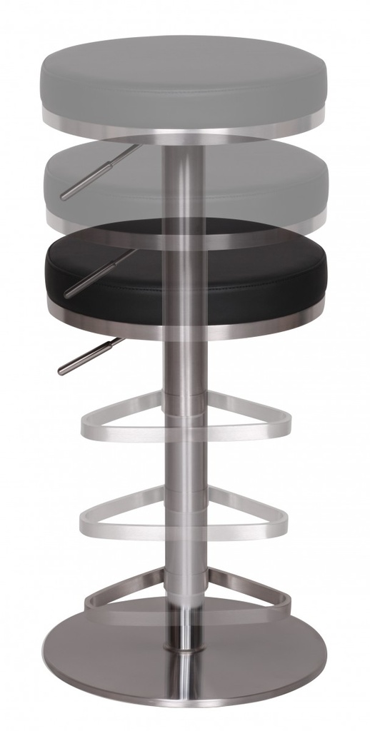 Tabouret de bar en acier inoxydable noir, hauteur d'assise réglable 57 - 82 cm_04