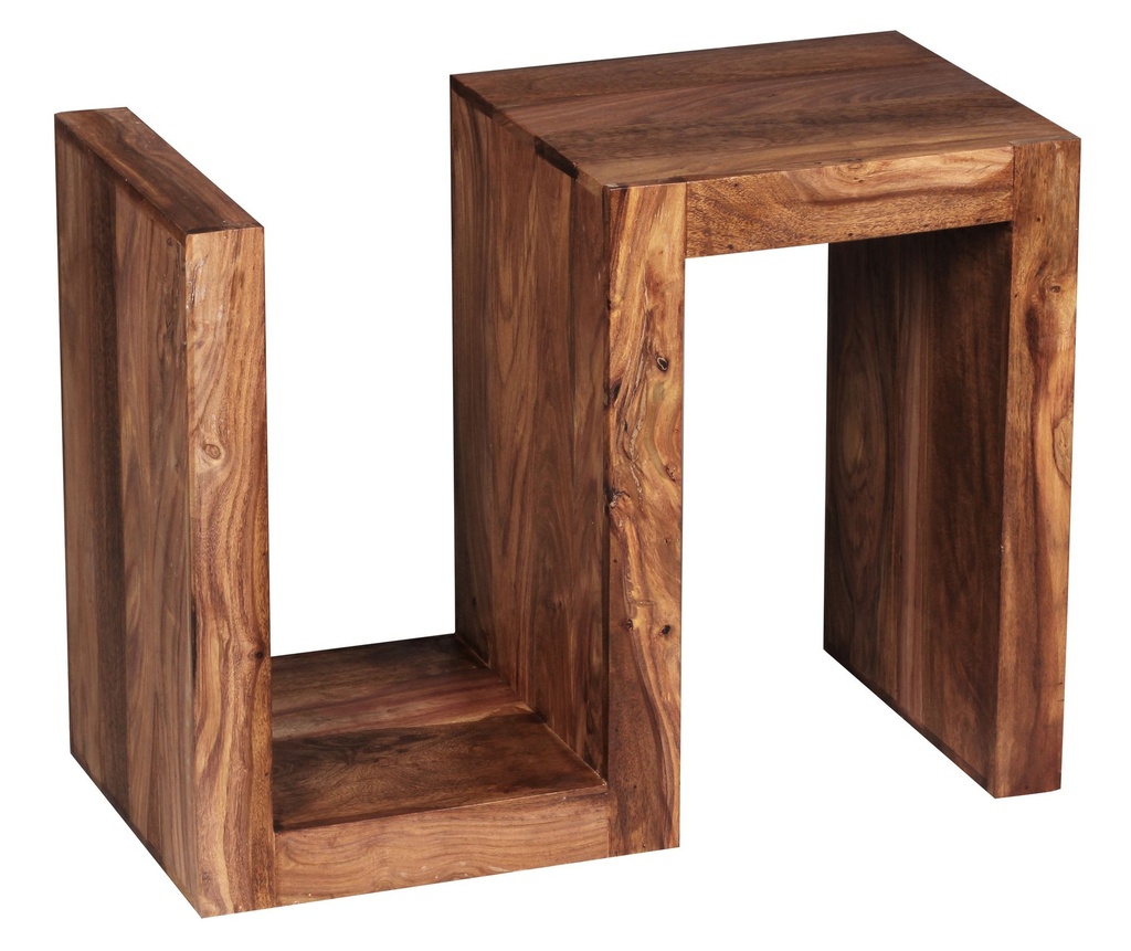 Table d'appoint MUMBAI bois massif Sheesham S Cube 60cm de haut design marron style maison de campagne_07