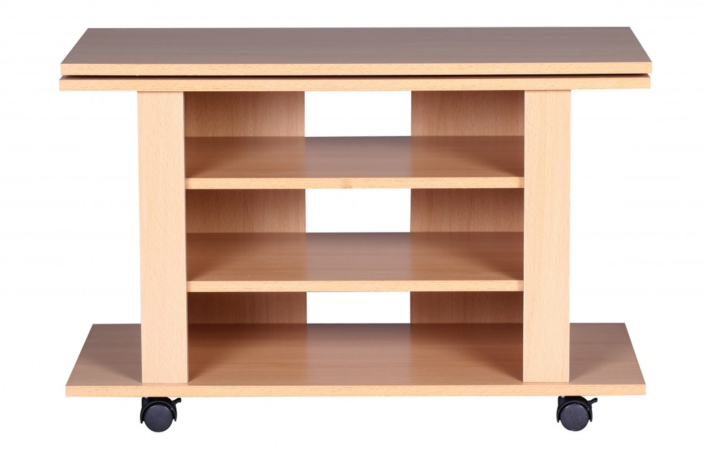 TV HiFi banc LUCA table TV en hêtre rotative et enroulable 75 x 38 x 51 cm_03