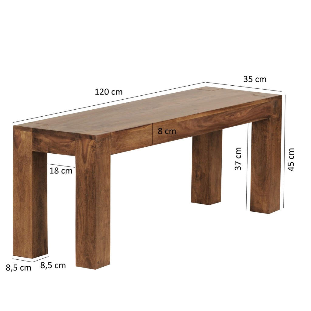 Banc de salle à manger MUMBAI en bois de Sesham massif 160 x 45 x 35 cm_03