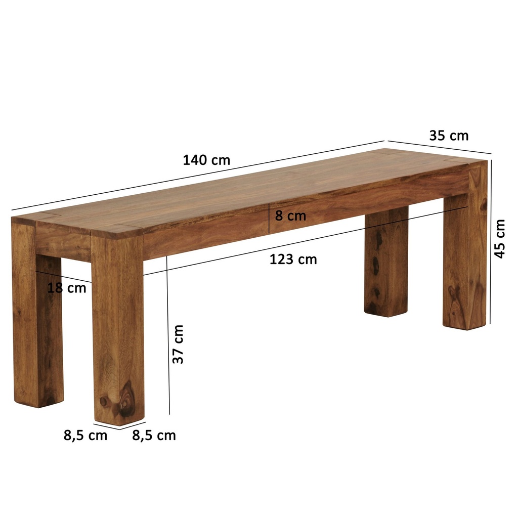 Banc de salle à manger MUMBAI en bois de Sesham massif 160 x 45 x 35 cm_03