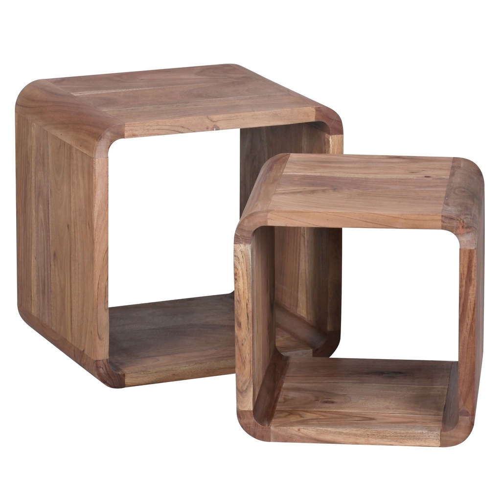 Set de 2 tables gigognes BOHA table basse design en bois massif acacia 2 tables_07