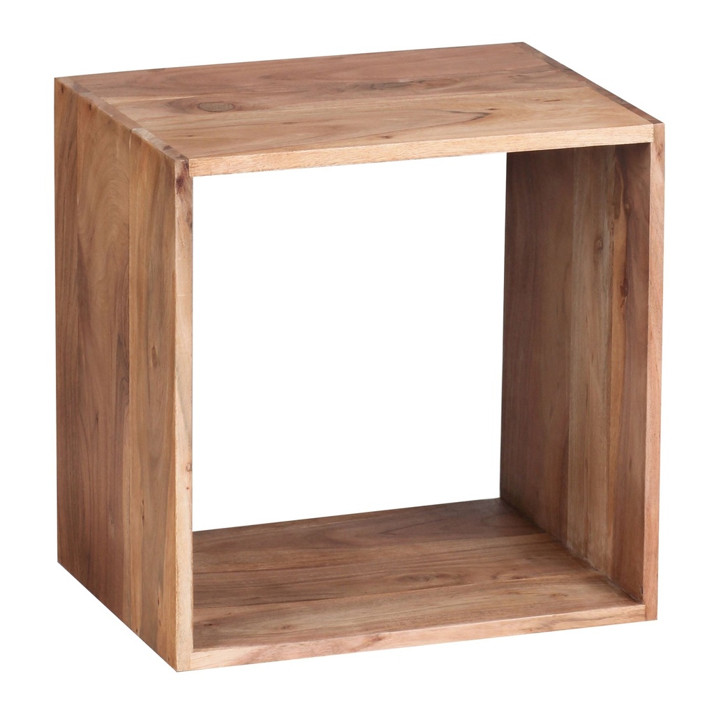 Étagère sur pied MUMBAI bois d'acacia massif 43,5 cm, design cube, produit naturel, style maison de campagne_01