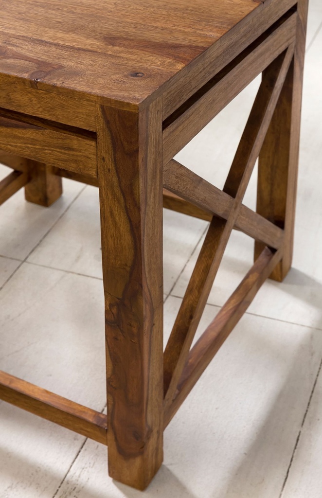 Set de 2 tables d'appoint PALI en bois de Sesham massif, design style maison de campagne marron foncé_06