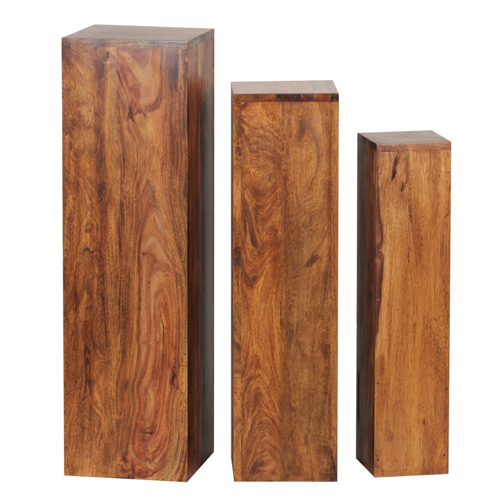 Table d'appoint lot de 3 tables en bois massif 24,5x85x24,5 cm Sheesham_06