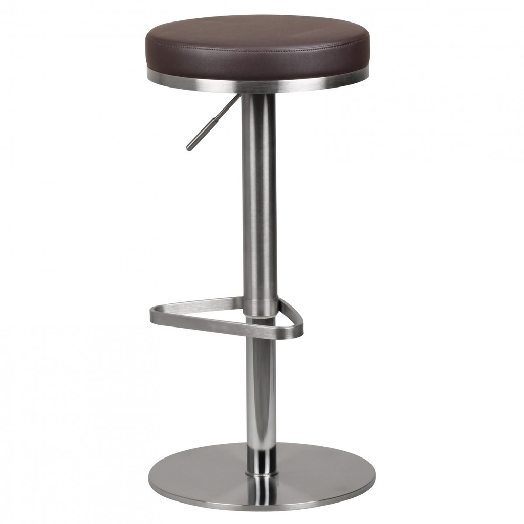 Tabouret de bar marron en acier inoxydable réglable en hauteur hauteur d'assise 57 - 82 cm_03