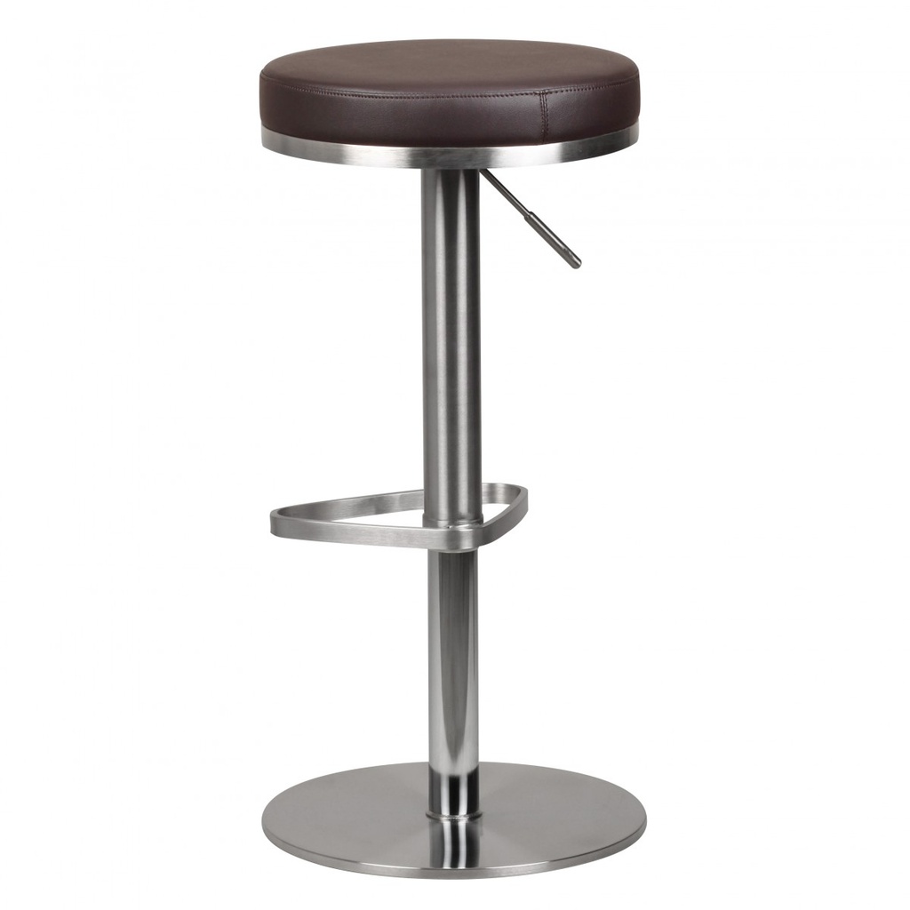 Tabouret de bar marron en acier inoxydable réglable en hauteur hauteur d'assise 57 - 82 cm_05