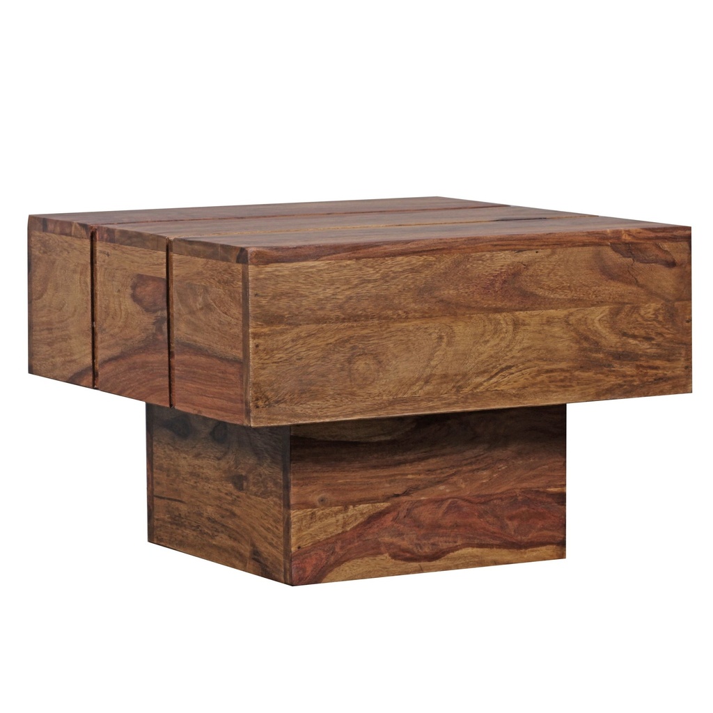 Table d'appoint SIRA en bois de Sheesham massif 44 x 44 x 30 cm, cube de maison de campagne massif_07