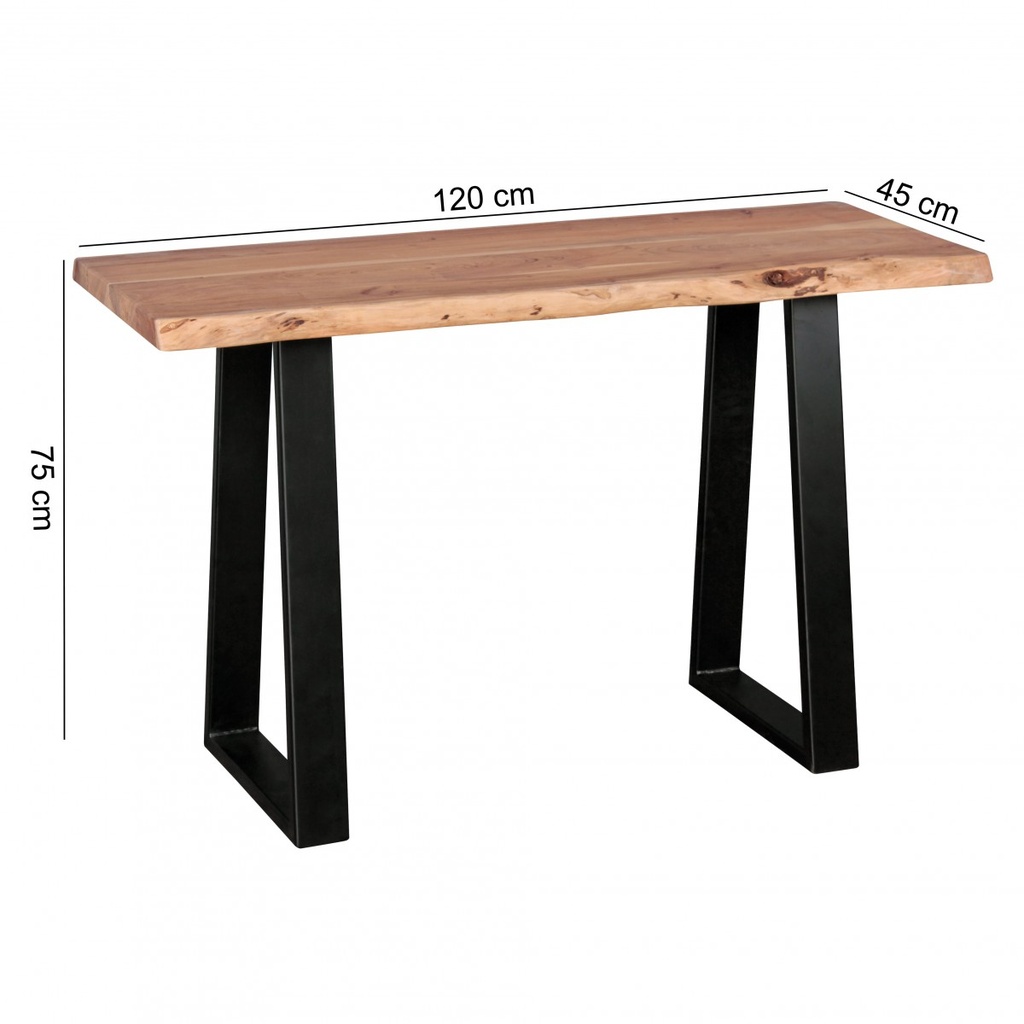 Table console GAYA tronc d'arbre console en bois massif acacia secrétaire 120 x 45 cm_03