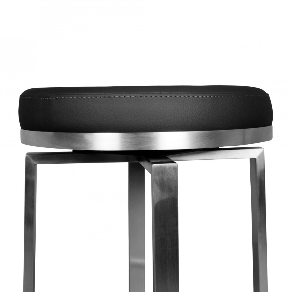 Tabouret de bar noir 42 x 76 x 42 cm chaise de bar en acier inoxydable rotatif à 360°_03