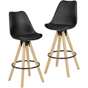 Lot de 2 Tabourets de Bar Lima Noir Design Rétro Simili Cuir Bois avec Dossier_01