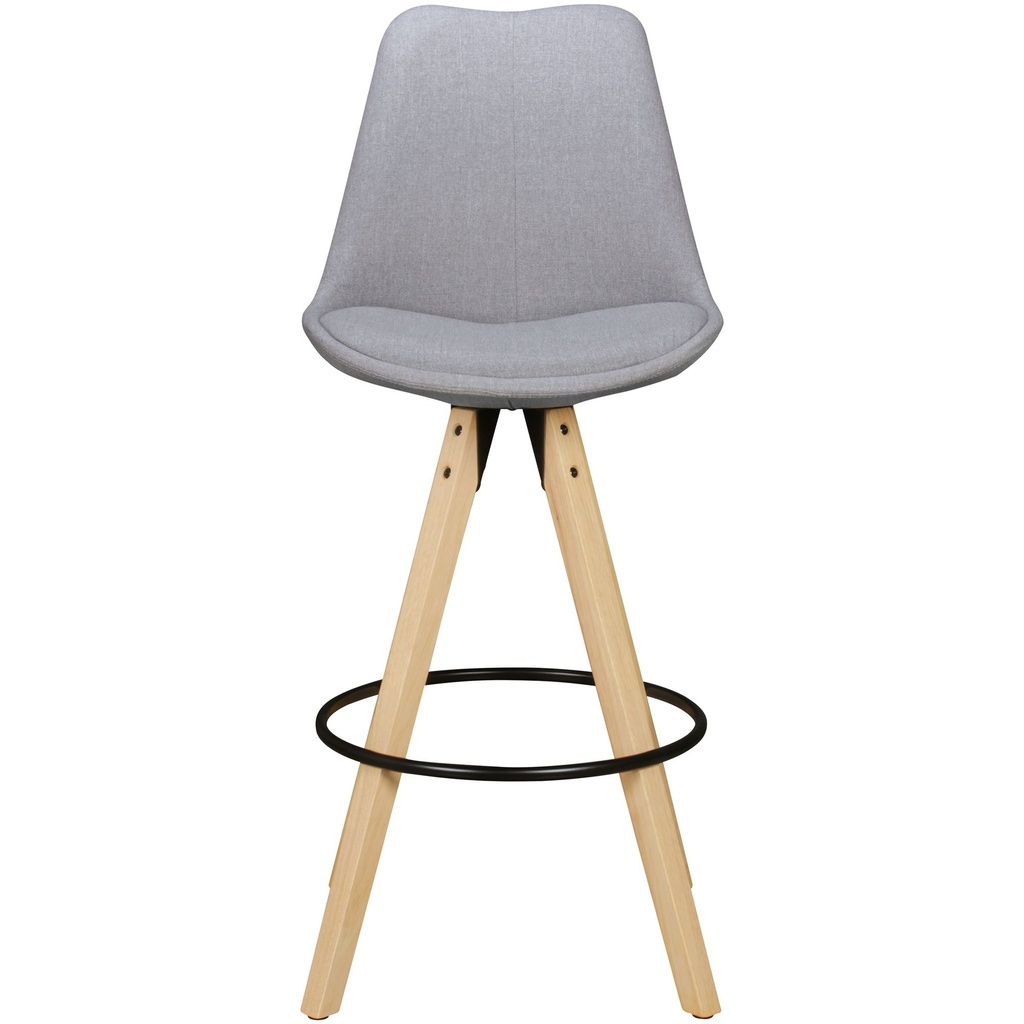 Lot de 2 Tabourets de Bar Lima Gris Design Rétro Tissu Bois avec Dossier_02