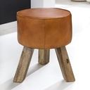 Design Tabouret Bois 37x45x37 cm Repose-pieds Moderne Rond_01