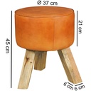 Design Tabouret Bois 37x45x37 cm Repose-pieds Moderne Rond_03