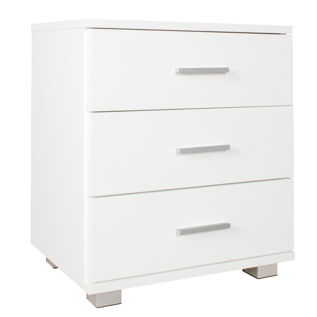 Console de nuit NINA moderne en bois avec 3 tiroirs blanc, 45 x 54 x 34 cm_07